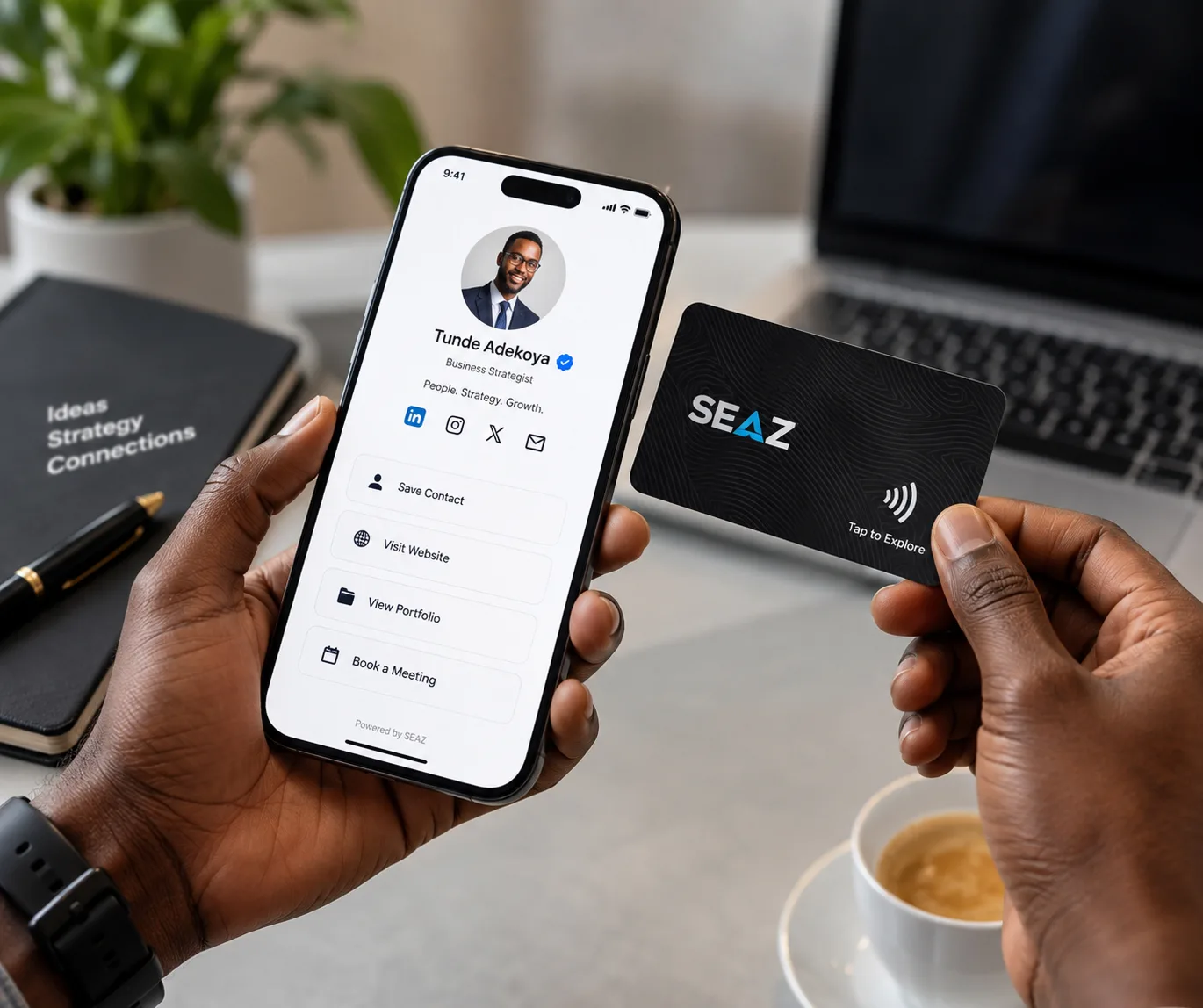 A business profile and its matching Xpress NFC Card